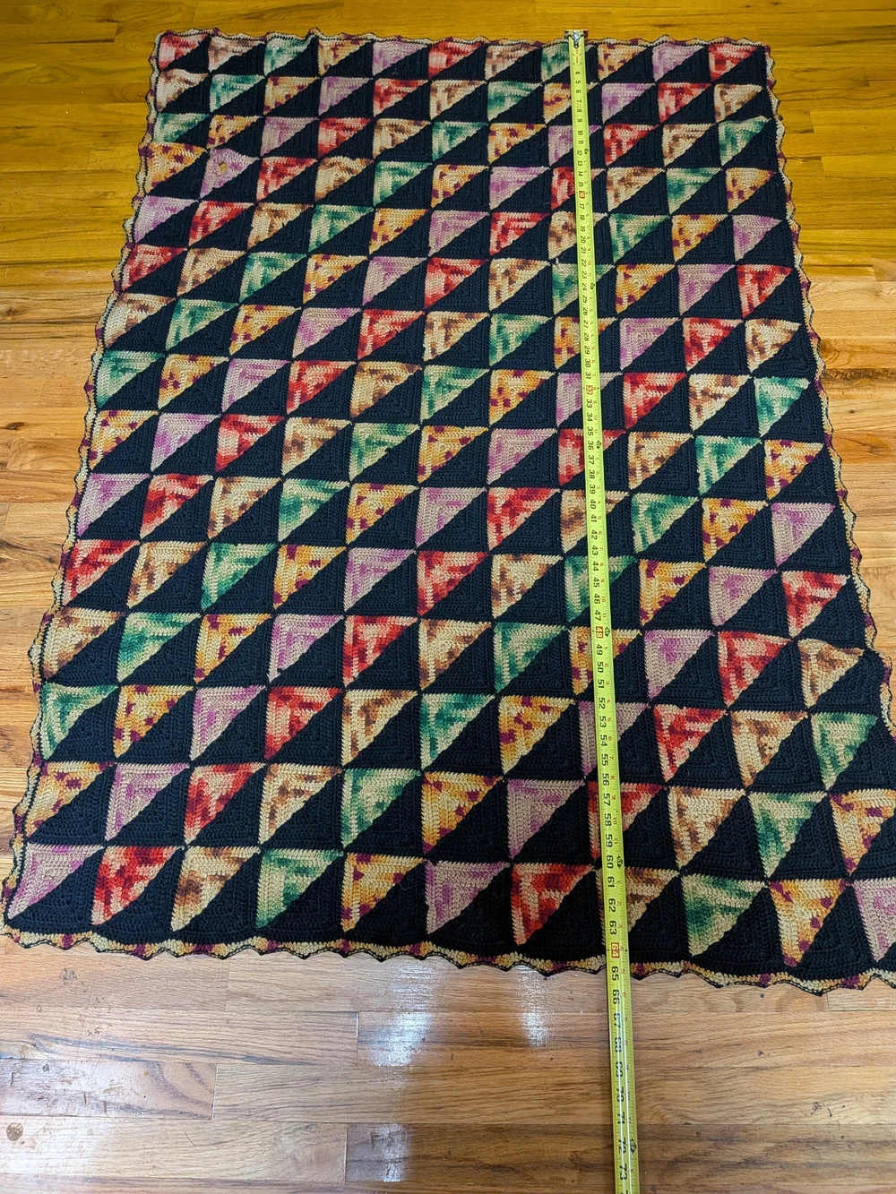 Black Multicolor Triangle Knit Throw Blanket - Unbranded